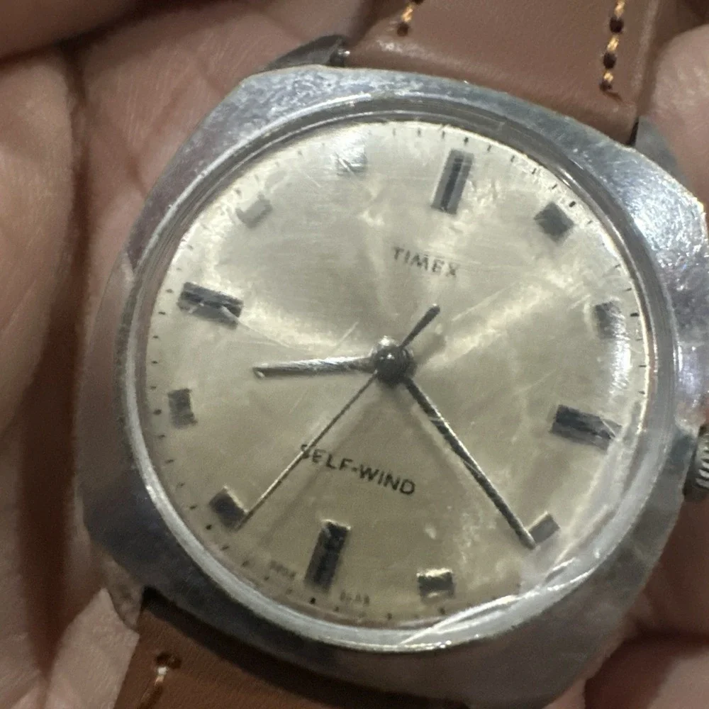 Working Vintage 1969 Timex Square Self wind Automatic Mens Watch New Strap 35mm